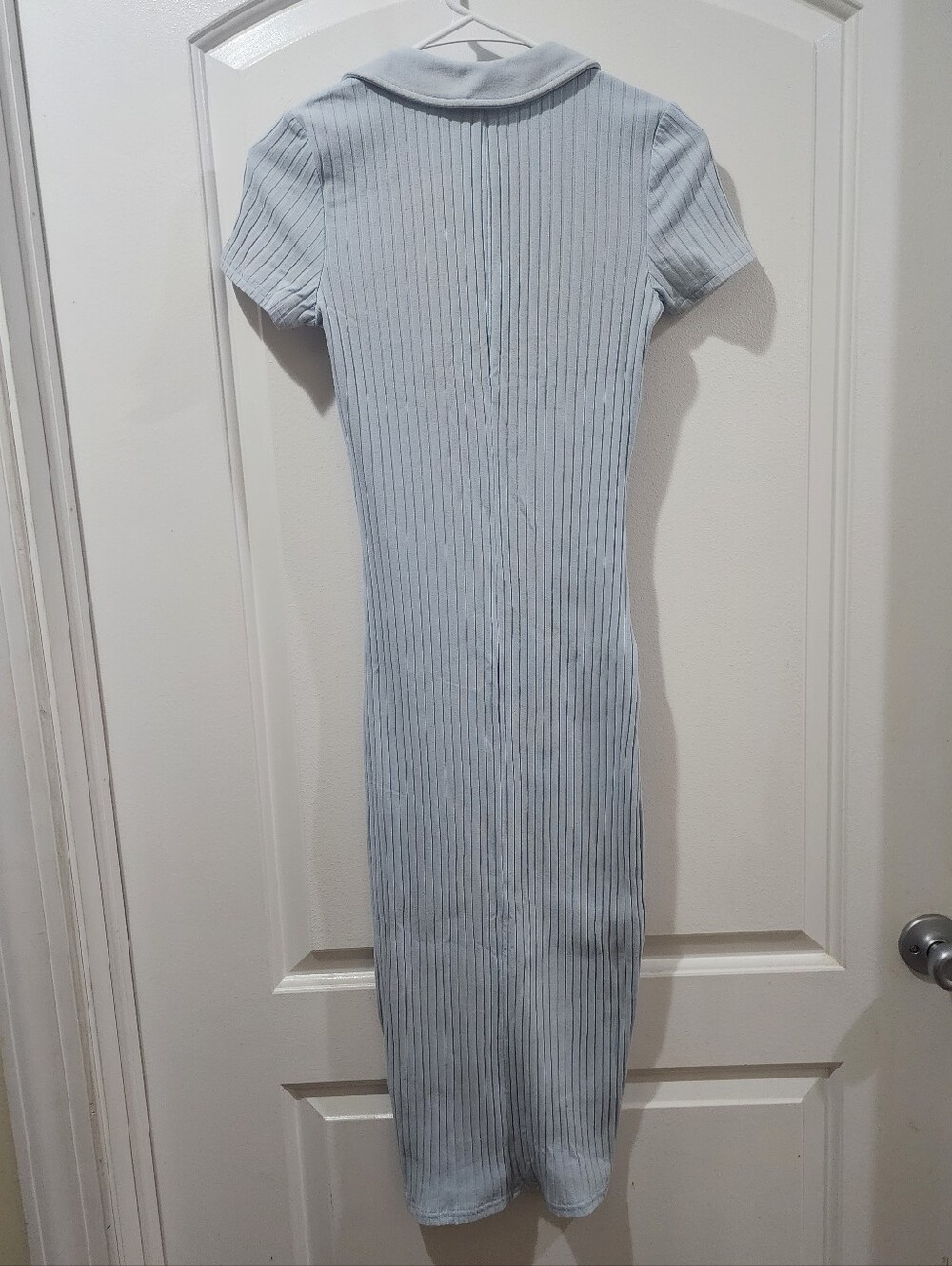 Divided by H&M Junior's Blue Short Sleeve Collar Ribbed Bodycon Midi Dress Small - Picture 6 of 6